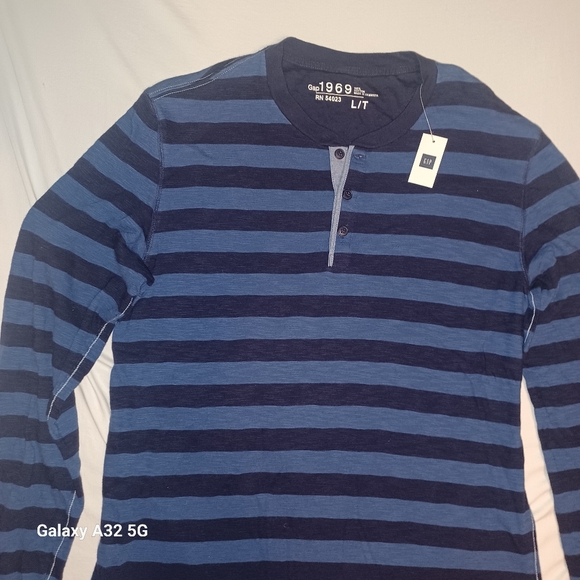 Gap Mens 1969 Blue Stripped Long Sleeve T- Shirt Size L - Picture 9 of 14